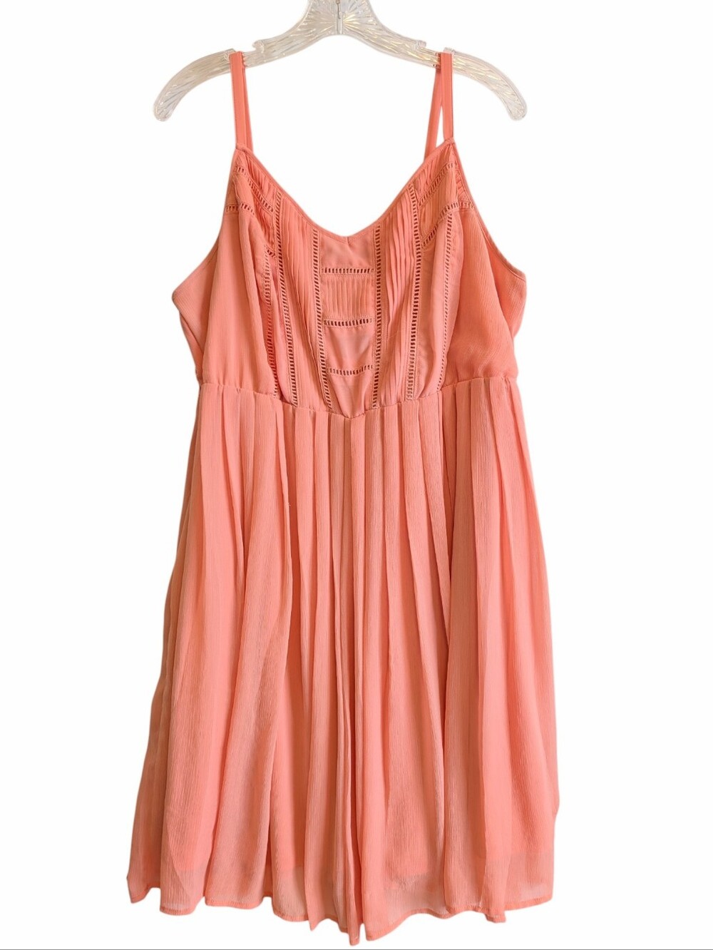Torrid Coral Chiffon Spaghetti Strap Skater Dress - Picture 2 of 5